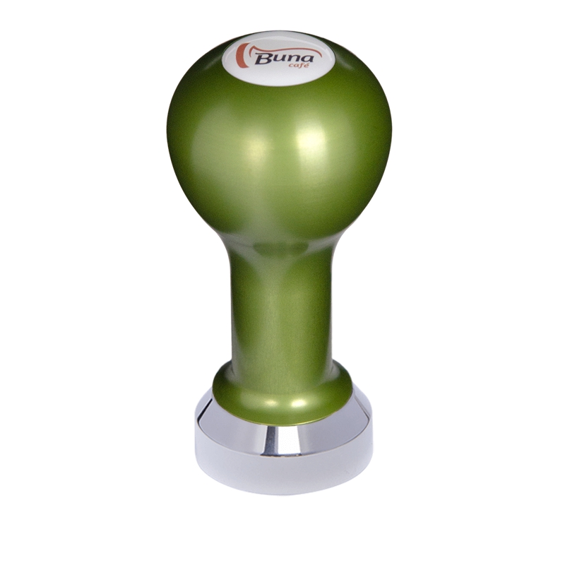 Buna café tamper, kov, zelený, SP, 41 mm, nerez lesk, plochý Buna café tamper, kov, zelený, SP, 41 mm, nerez lesk, plochý