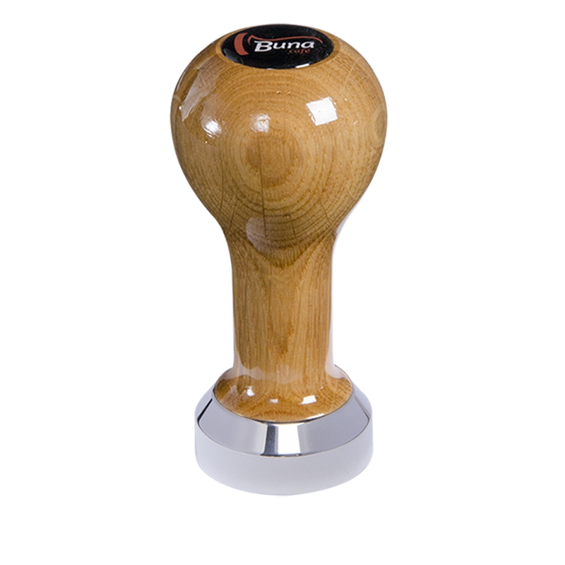 Buna café tamper, dub, lak, TP, 41 mm, nerez lesk, plochý Buna café tamper, dub, lak, TP, 41 mm, nerez lesk, plochý