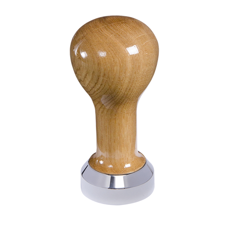Buna café tamper, dub, lak, 41 mm, nerez lesk, plochý Buna café tamper, dub, lak, 41 mm, nerez lesk, plochý