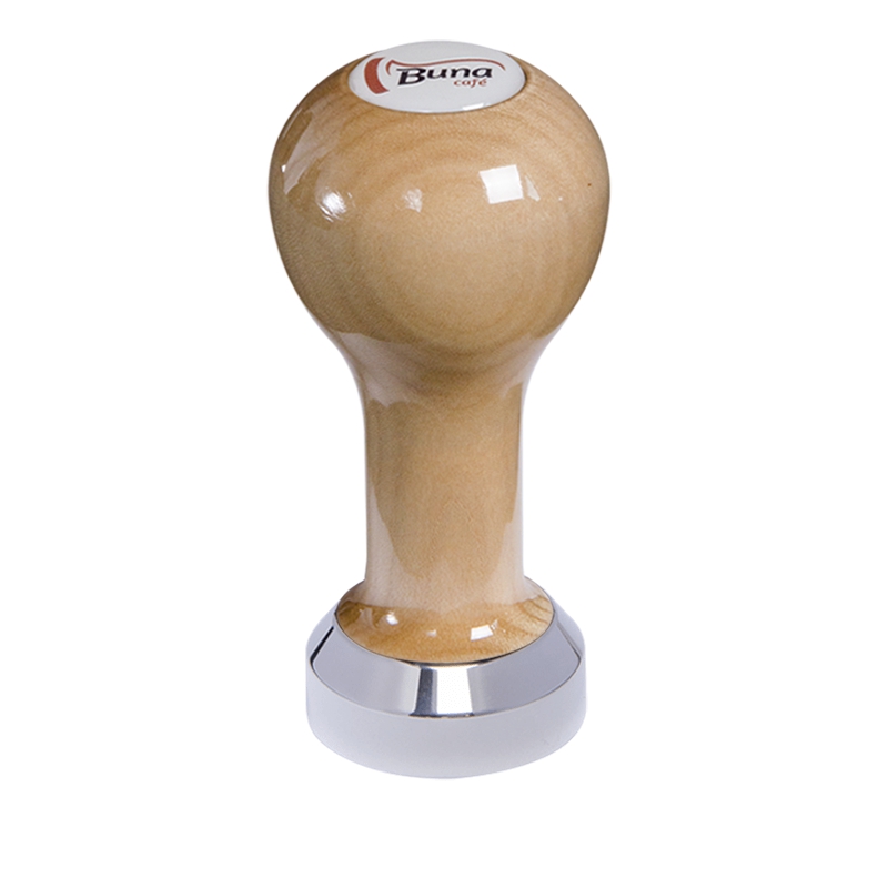 Buna café tamper, javor, lak, SP, 41 mm, nerez lesk, plochý Buna café tamper, javor, lak, SP, 41 mm, nerez lesk, plochý