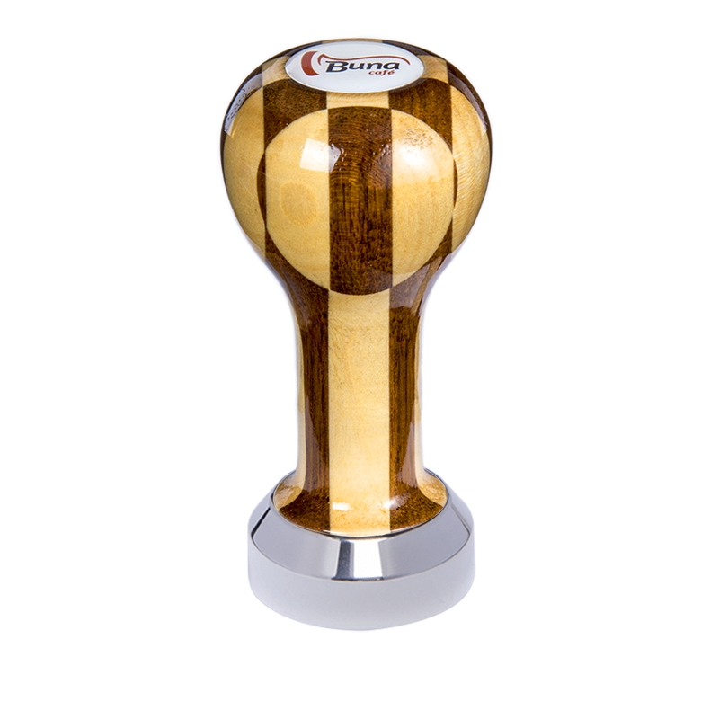 Buna café tamper, šachovnice, lak, SP, 41 mm, nerez lesk, plochý Buna café tamper, šachovnice, lak, SP, 41 mm, nerez lesk, plochý