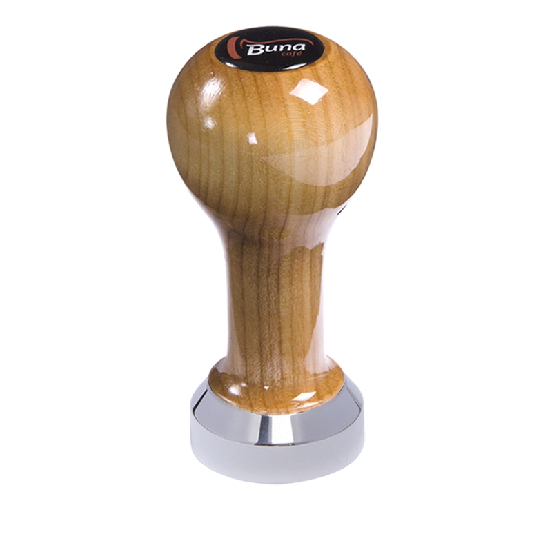 Buna café tamper, třešeň, lak, TP, 41 mm, nerez lesk, plochý Buna café tamper, třešeň, lak, TP, 41 mm, nerez lesk, plochý