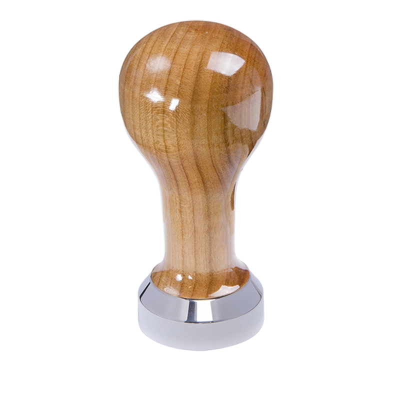 Buna café tamper, třešeň, lak, 41 mm, nerez lesk, plochý Buna café tamper, třešeň, lak, 41 mm, nerez lesk, plochý