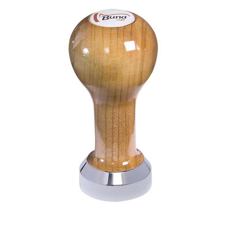 Buna café tamper, třešeň, lak, SP, 41 mm, nerez lesk, plochý Buna café tamper, třešeň, lak, SP, 41 mm, nerez lesk, plochý