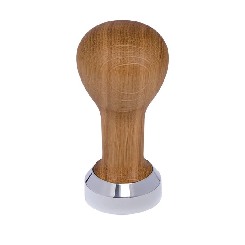 Buna café tamper, dub, olej, 41 mm, nerez lesk, plochý Buna café tamper, dub, olej, 41 mm, nerez lesk, plochý