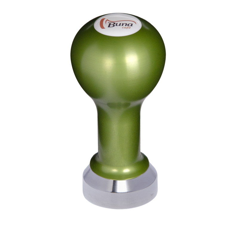 Buna café tamper, kov, zelený, SP, 41 mm, nerez mat, plochý Buna café tamper, kov, zelený, SP, 41 mm, nerez mat, plochý