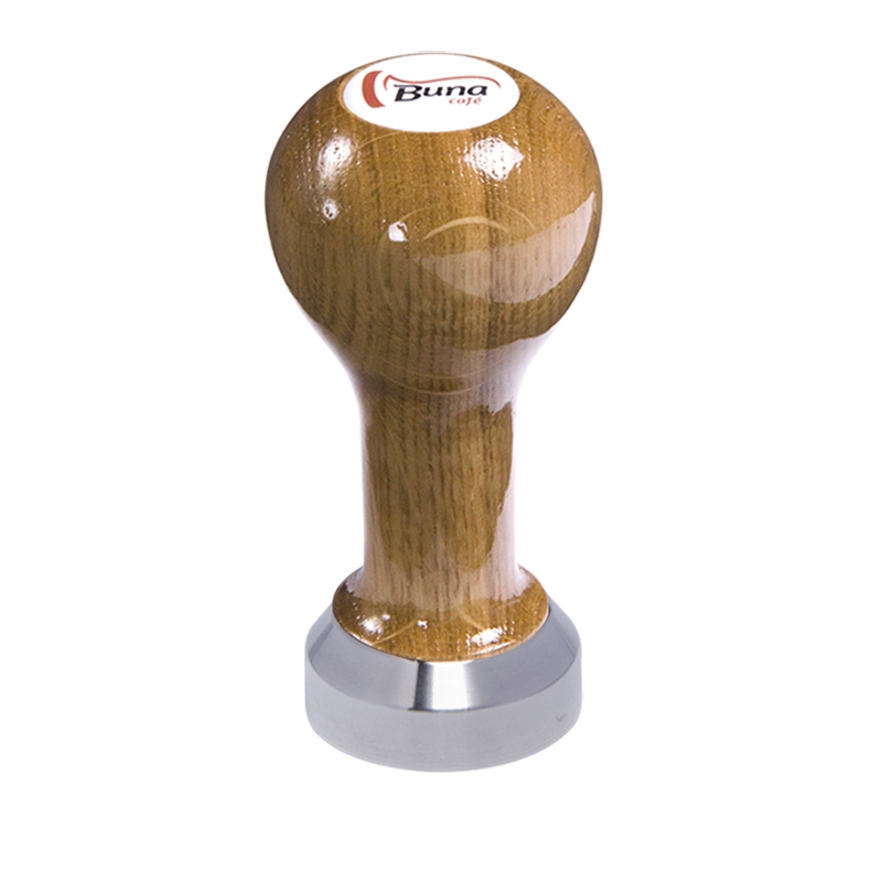Buna café tamper, dub, lak, SP, 41 mm, nerez mat, plochý Buna café tamper, dub, lak, SP, 41 mm, nerez mat, plochý