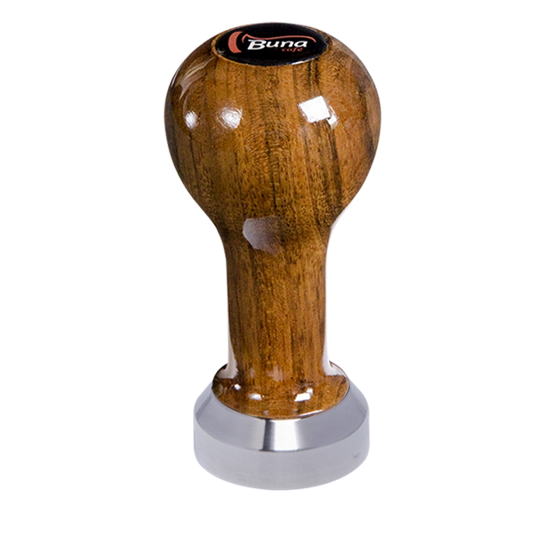 Buna café tamper, ovangkol, lak, TP, 41 mm, nerez mat, plochý Buna café tamper, ovangkol, lak, TP, 41 mm, nerez mat, plochý