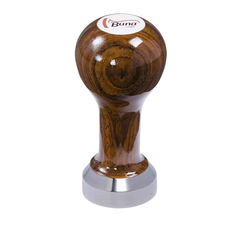 Buna café tamper, ovangkol, lak, SP, 41 mm, nerez mat, plochý Buna café tamper, ovangkol, lak, SP, 41 mm, nerez mat, plochý