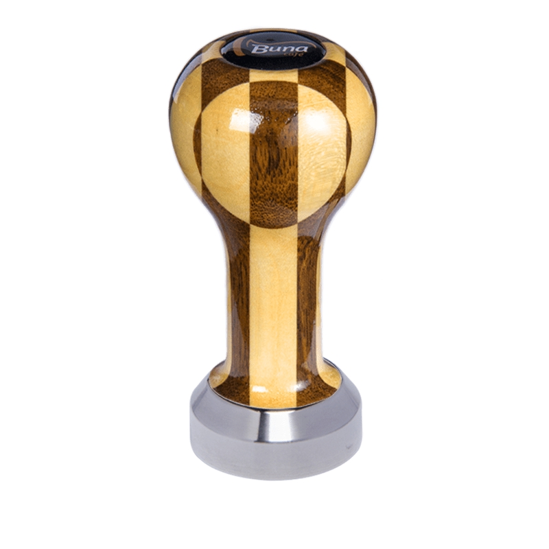 Buna café tamper, šachovnice, lak, TP, 41 mm, nerez mat, plochý Buna café tamper, šachovnice, lak, TP, 41 mm, nerez mat, plochý
