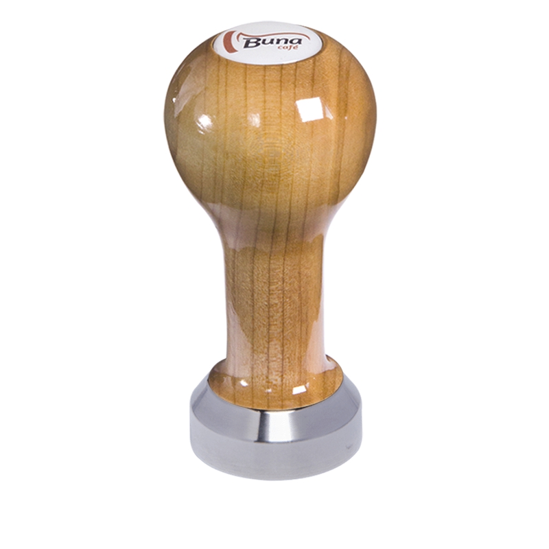 Buna café tamper, třešeň, lak, SP, 41 mm, nerez mat, plochý Buna café tamper, třešeň, lak, SP, 41 mm, nerez mat, plochý