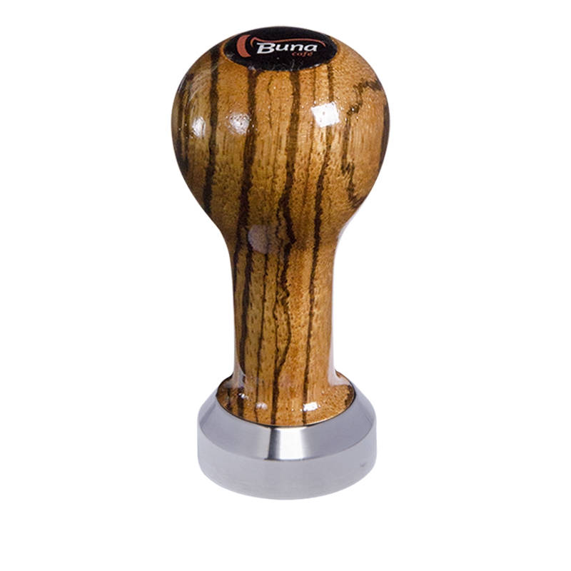Buna café tamper, zebráno, lak, TP, 41 mm, nerez mat, plochý Buna café tamper, zebráno, lak, TP, 41 mm, nerez mat, plochý