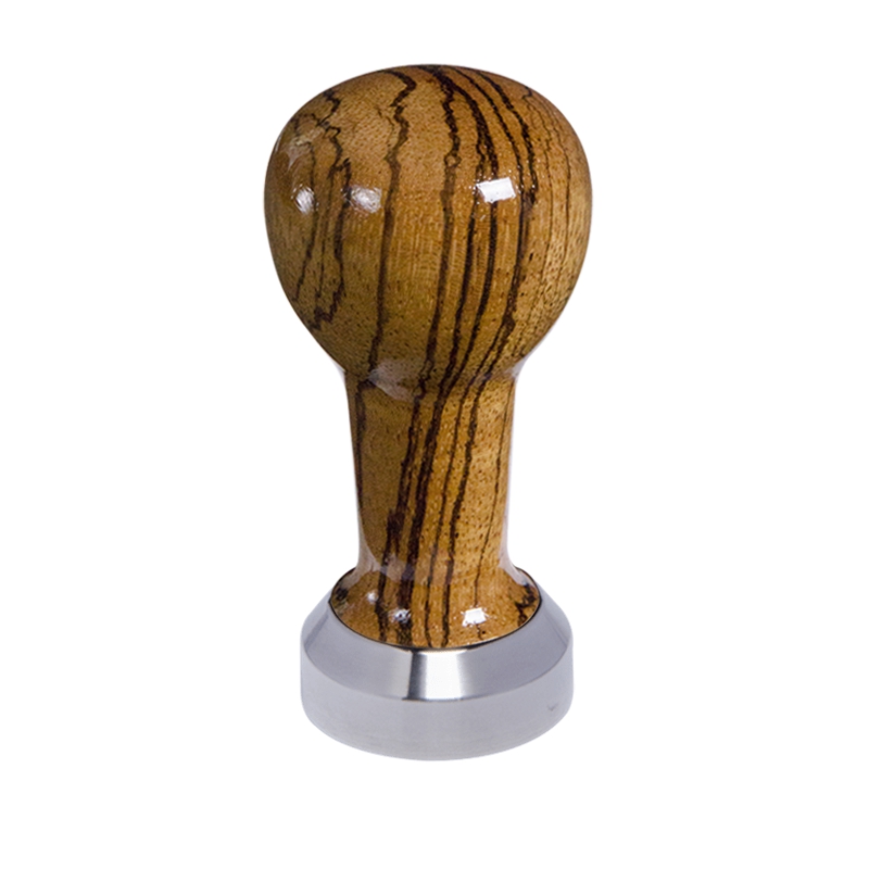 Buna café tamper, zebráno, lak, 41 mm, nerez mat, plochý Buna café tamper, zebráno, lak, 41 mm, nerez mat, plochý
