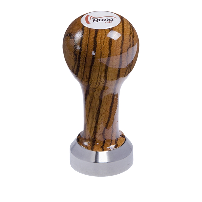 Buna café tamper, zebráno, lak, SP, 41 mm, nerez mat, plochý Buna café tamper, zebráno, lak, SP, 41 mm, nerez mat, plochý