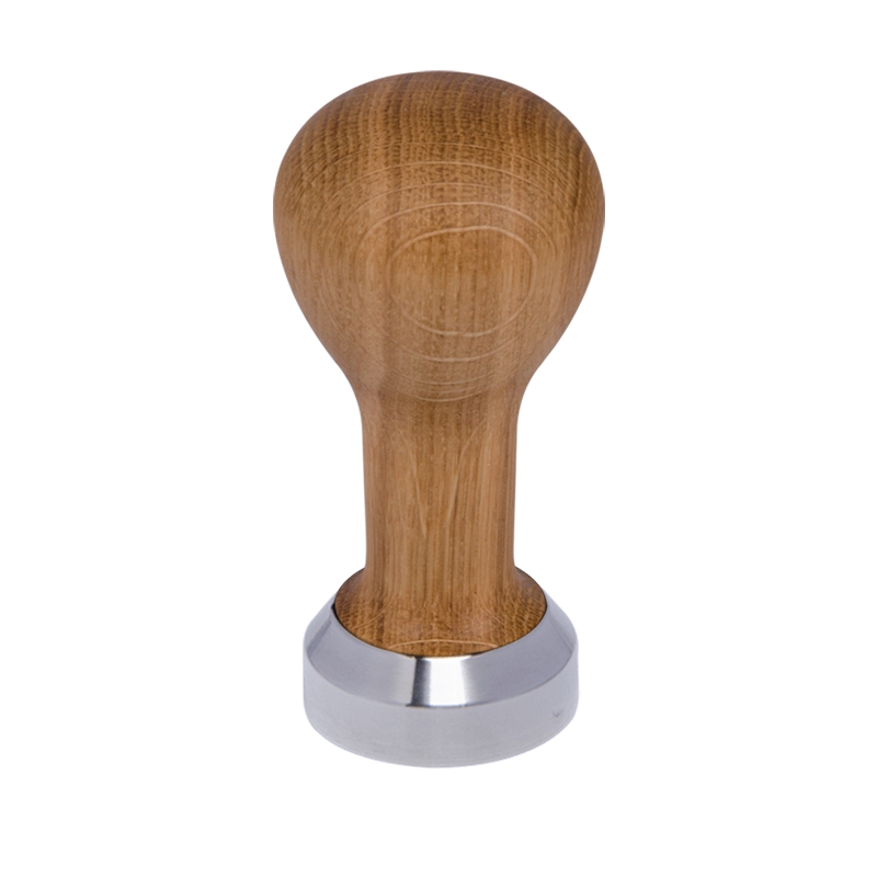 Buna café tamper, dub, olej, 41 mm, nerez mat, plochý Buna café tamper, dub, olej, 41 mm, nerez mat, plochý
