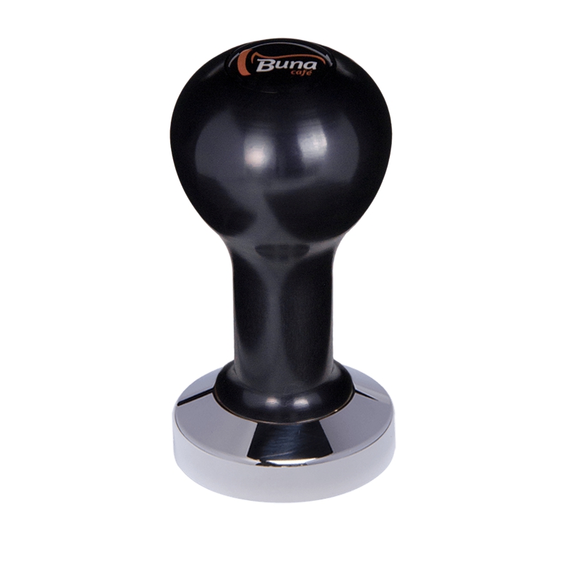 Buna café tamper, kov, černý, TP, 49 mm, nerez lesk, plochý Buna café tamper, kov, černý, TP, 49 mm, nerez lesk, plochý