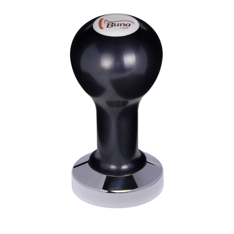 Buna café tamper, kov, černý, SP, 49 mm, nerez lesk, plochý Buna café tamper, kov, černý, SP, 49 mm, nerez lesk, plochý