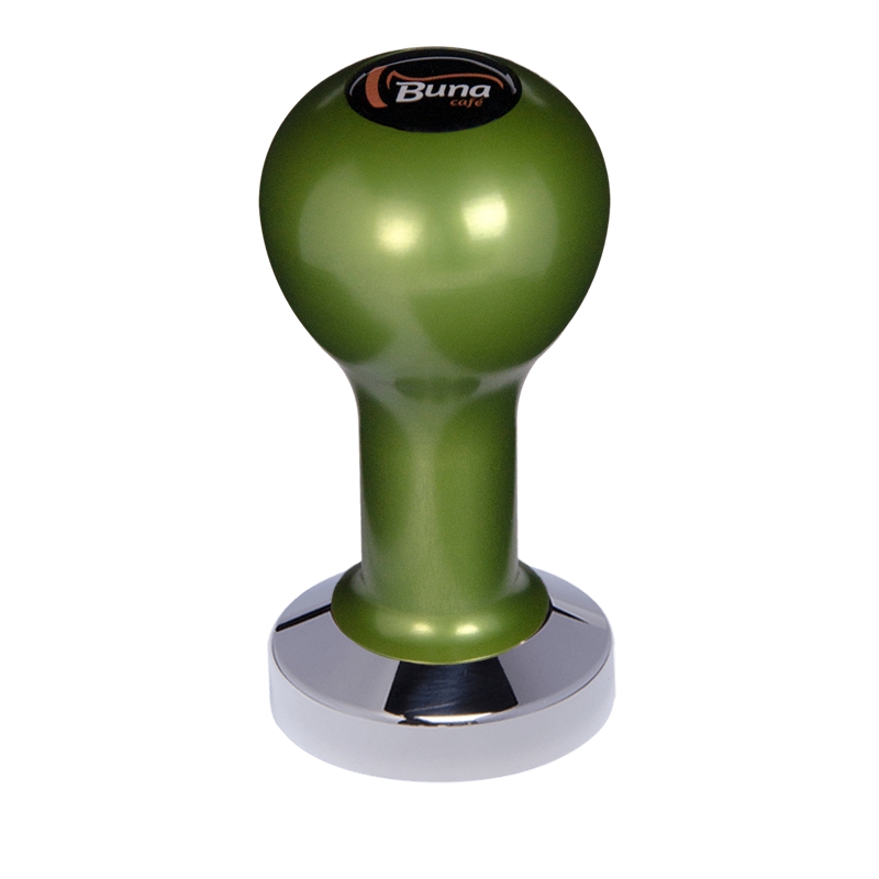Buna café tamper, kov, zelený, TP, 49 mm, nerez lesk, plochý Buna café tamper, kov, zelený, TP, 49 mm, nerez lesk, plochý