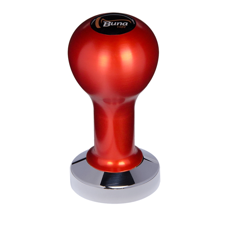 Buna café tamper, kov, červený, TP, 49 mm, nerez lesk, plochý Buna café tamper, kov, červený, TP, 49 mm, nerez lesk, plochý