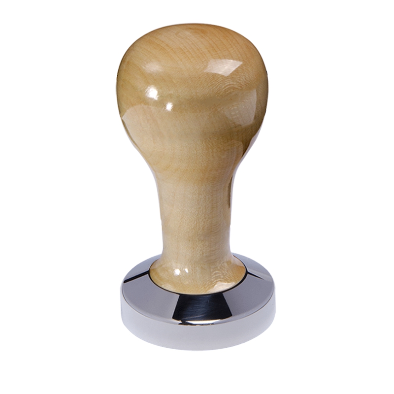 Buna café tamper, javor, lak, 49 mm, nerez lesk, plochý Buna café tamper, javor, lak, 49 mm, nerez lesk, plochý