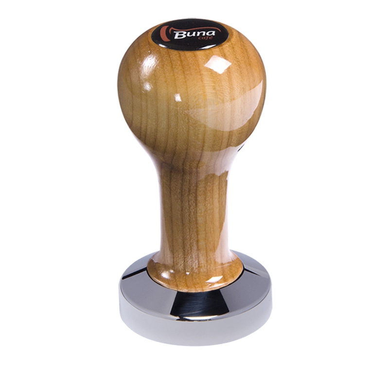 Buna café tamper, třešeň, lak, TP, 49 mm, nerez lesk, plochý Buna café tamper, třešeň, lak, TP, 49 mm, nerez lesk, plochý