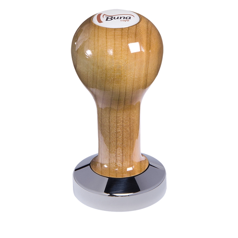 Buna café tamper, třešeň, lak, SP, 49 mm, nerez lesk, plochý Buna café tamper, třešeň, lak, SP, 49 mm, nerez lesk, plochý