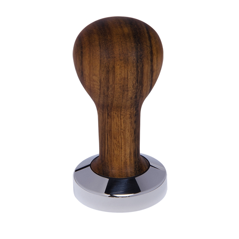 Buna café tamper, ovangkol, olej, 49 mm, nerez lesk, plochý Buna café tamper, ovangkol, olej, 49 mm, nerez lesk, plochý