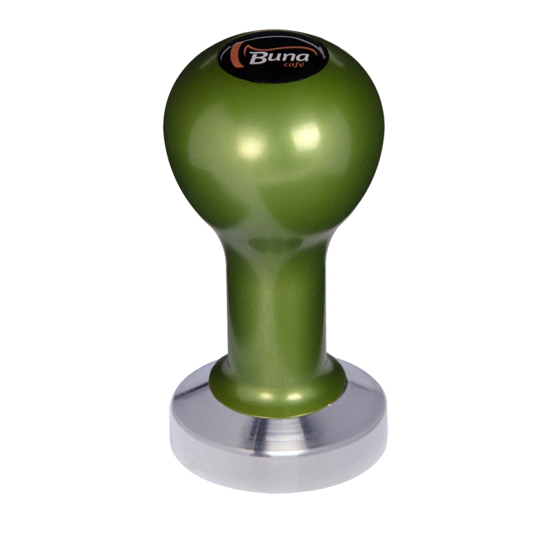 Buna café tamper, kov, zelený, TP, 49 mm, nerez mat, plochý Buna café tamper, kov, zelený, TP, 49 mm, nerez mat, plochý