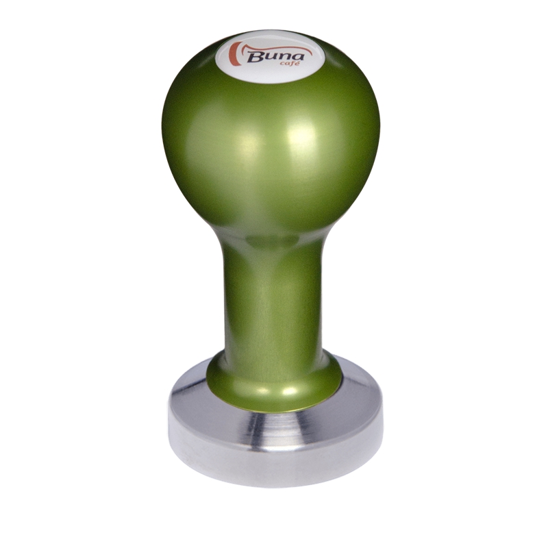 Buna café tamper, kov, zelený, SP, 49 mm, nerez mat, plochý Buna café tamper, kov, zelený, SP, 49 mm, nerez mat, plochý