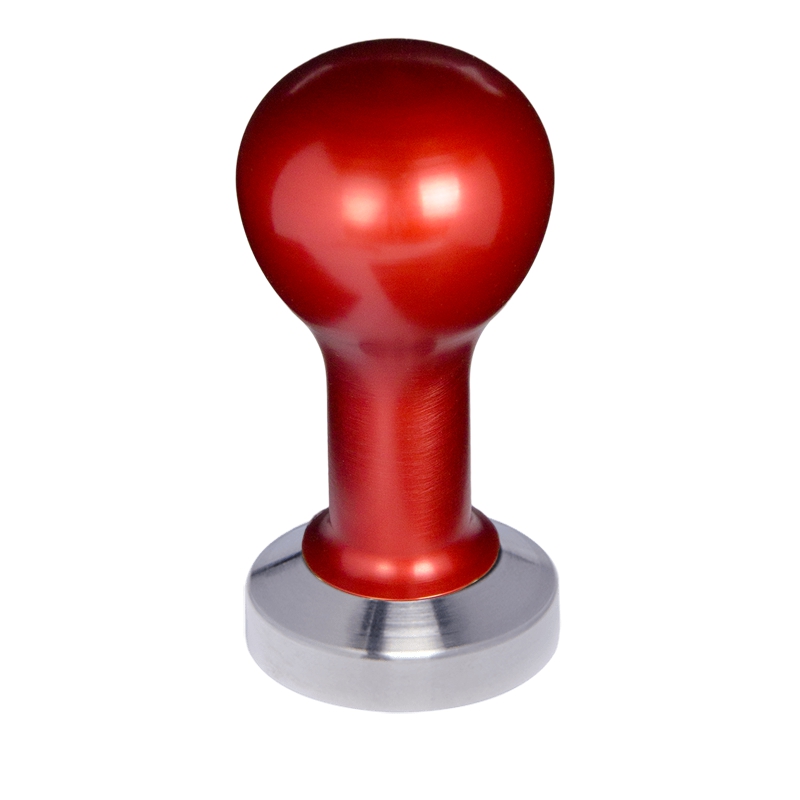 Buna café tamper, kov, červený, 49 mm, nerez mat, plochý Buna café tamper, kov, červený, 49 mm, nerez mat, plochý