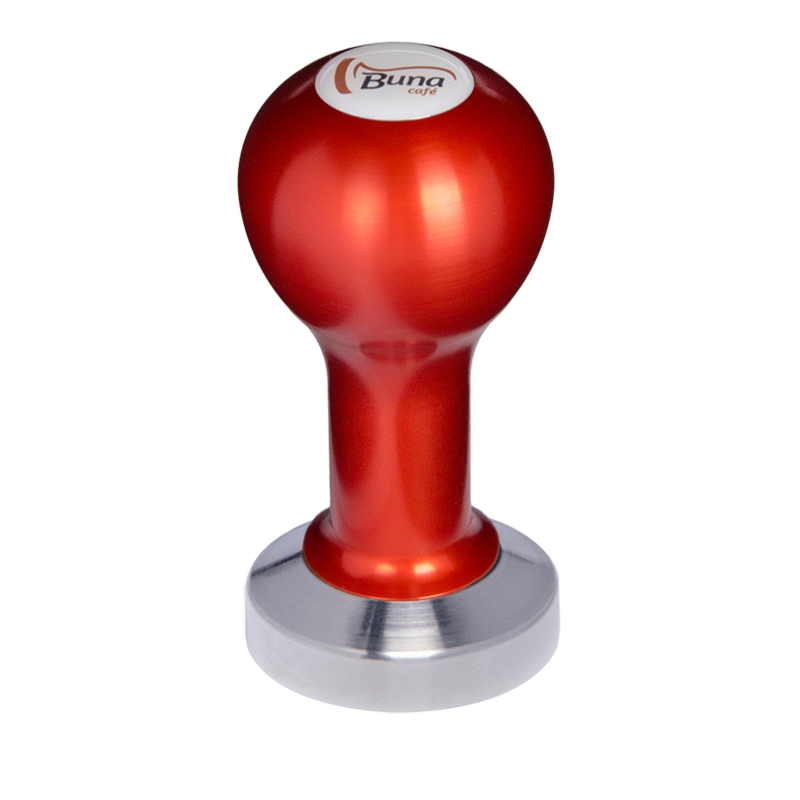 Buna café tamper, kov, červený, SP, 49 mm, nerez mat, plochý Buna café tamper, kov, červený, SP, 49 mm, nerez mat, plochý