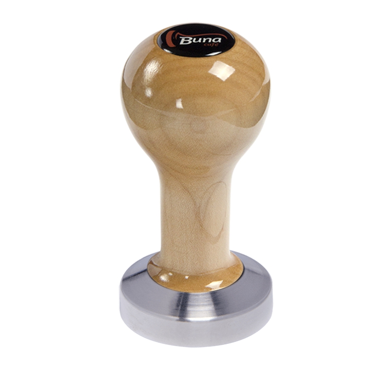 Buna café tamper, javor, lak, TP, 49 mm, nerez mat, plochý Buna café tamper, javor, lak, TP, 49 mm, nerez mat, plochý