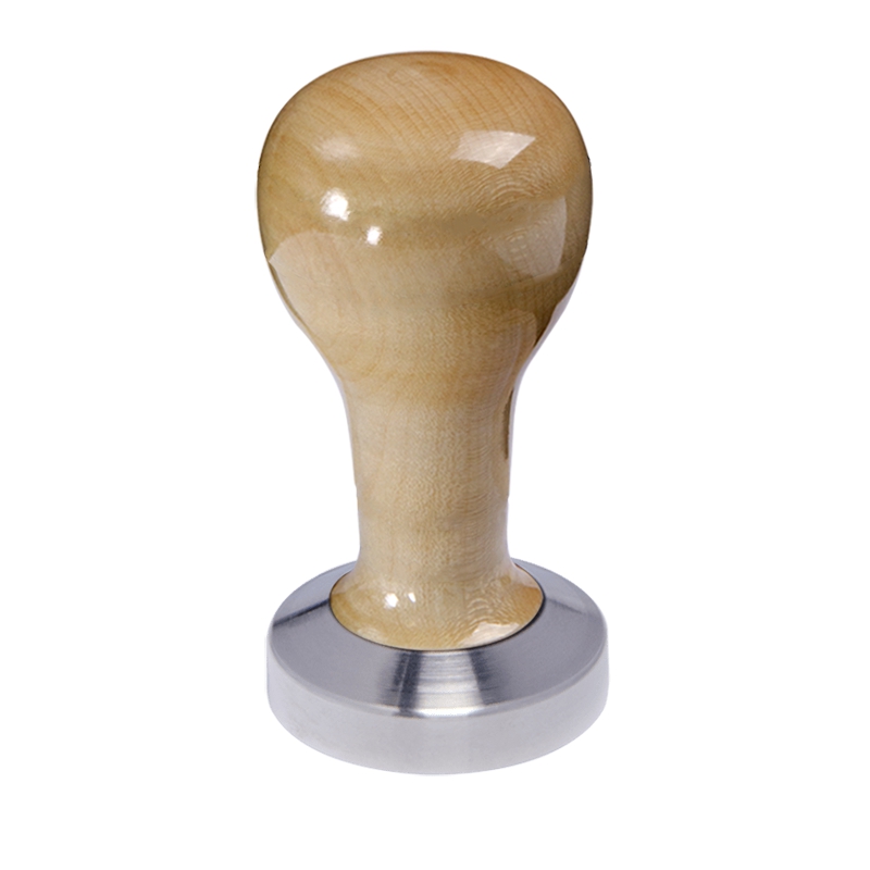 Buna café tamper, javor, lak, 49 mm, nerez mat, plochý Buna café tamper, javor, lak, 49 mm, nerez mat, plochý