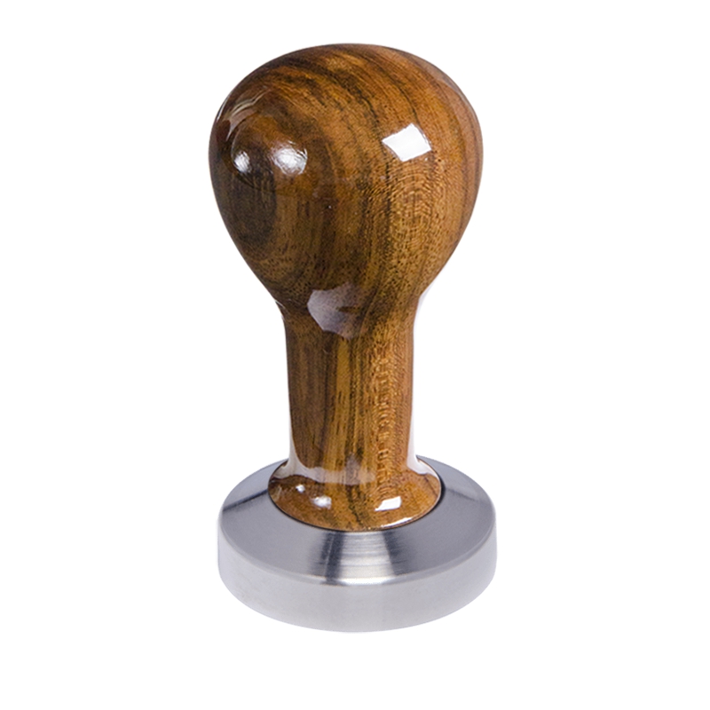 Buna café tamper, ovangkol, lak, 49 mm, nerez mat, plochý Buna café tamper, ovangkol, lak, 49 mm, nerez mat, plochý