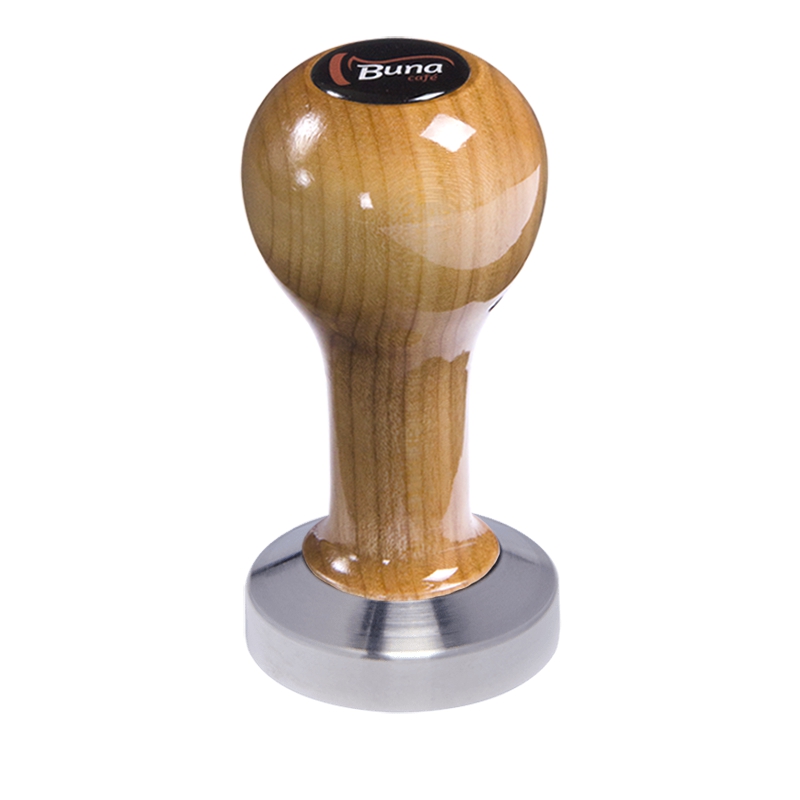 Buna café tamper, třešeň, lak, TP, 49 mm, nerez mat, plochý Buna café tamper, třešeň, lak, TP, 49 mm, nerez mat, plochý