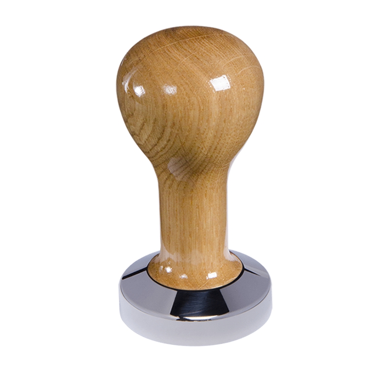 Buna café tamper, dub, lak, 51 mm, nerez lesk, plochý Buna café tamper, dub, lak, 51 mm, nerez lesk, plochý