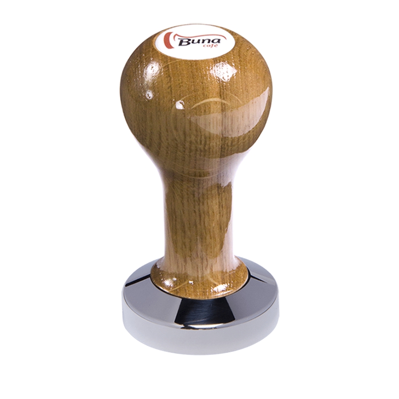 Buna café tamper, dub, lak, SP, 51 mm, nerez lesk, plochý Buna café tamper, dub, lak, SP, 51 mm, nerez lesk, plochý