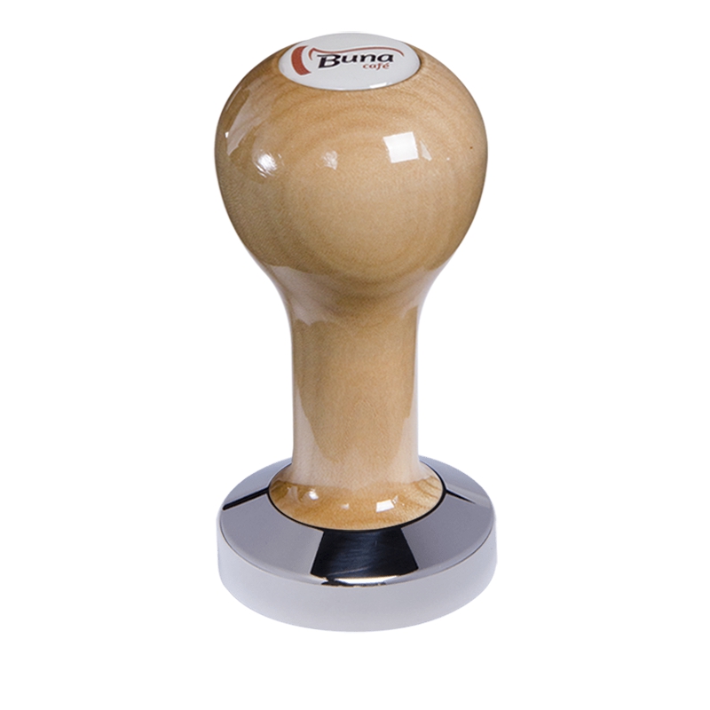 Buna café tamper, javor, lak, SP, 51 mm, nerez lesk, plochý Buna café tamper, javor, lak, SP, 51 mm, nerez lesk, plochý