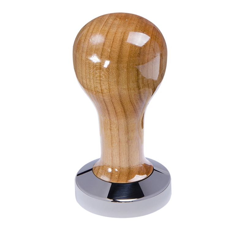Buna café tamper, třešeň, lak, 51 mm, nerez lesk, plochý Buna café tamper, třešeň, lak, 51 mm, nerez lesk, plochý