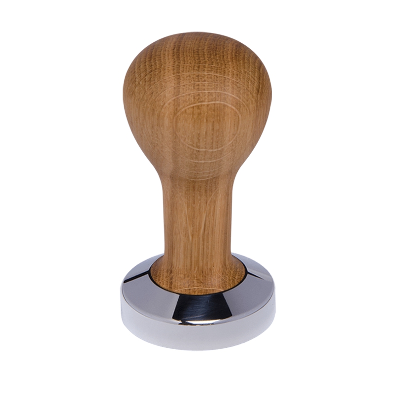 Buna café tamper, dub, olej, 51 mm, nerez lesk, plochý Buna café tamper, dub, olej, 51 mm, nerez lesk, plochý