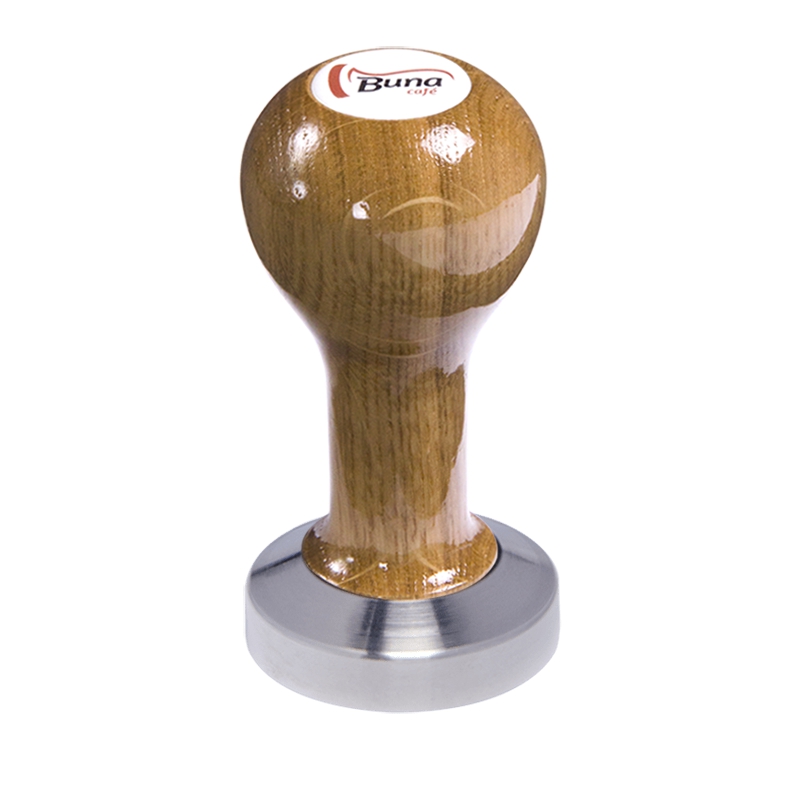 Buna café tamper, dub, lak, SP, 51 mm, nerez mat, plochý Buna café tamper, dub, lak, SP, 51 mm, nerez mat, plochý