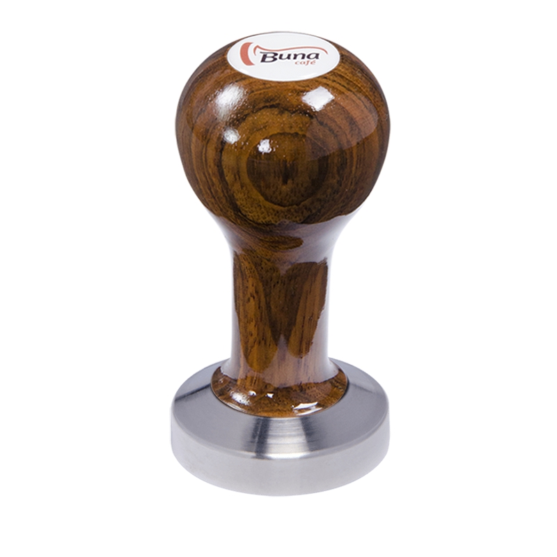 Buna café tamper, ovangkol, lak, SP, 51 mm, nerez mat, plochý Buna café tamper, ovangkol, lak, SP, 51 mm, nerez mat, plochý