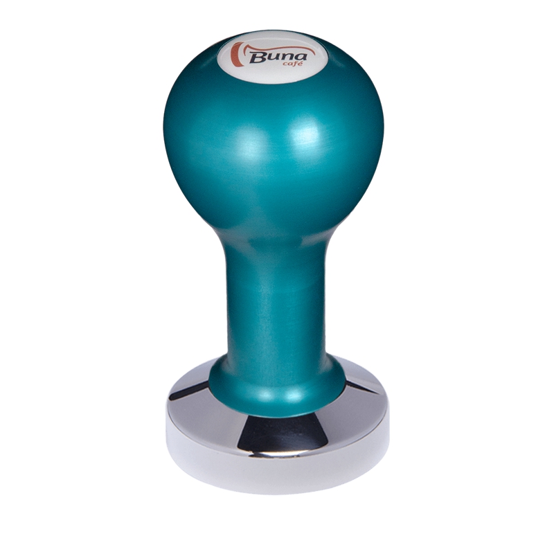 Buna café tamper, kov, modrý, SP, 53 mm, nerez lesk, plochý Buna café tamper, kov, modrý, SP, 53 mm, nerez lesk, plochý