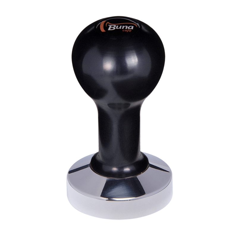 Buna café tamper, kov, černý, TP, 57 mm, nerez lesk, plochý Buna café tamper, kov, černý, TP, 57 mm, nerez lesk, plochý