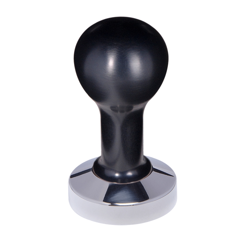 Buna café tamper, kov, černý, 57 mm, nerez lesk, plochý Buna café tamper, kov, černý, 57 mm, nerez lesk, plochý