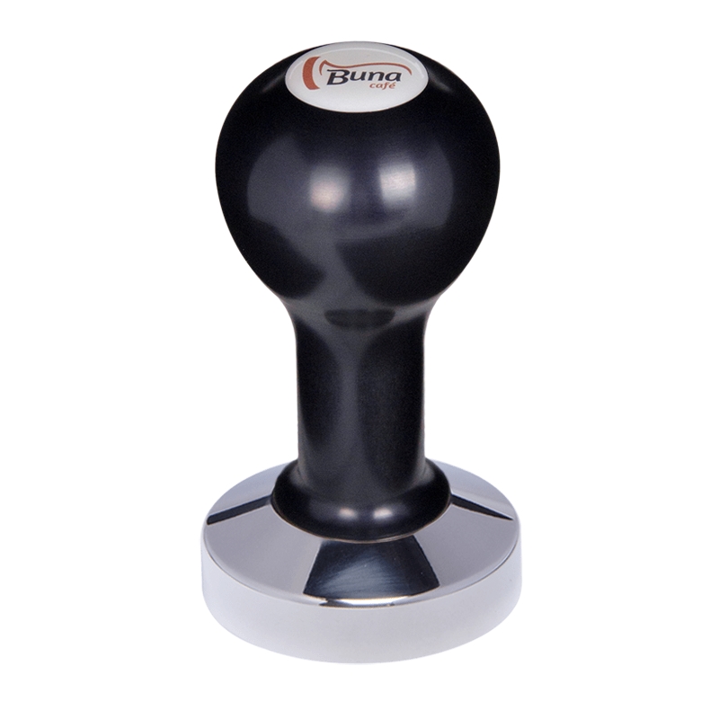 Buna café tamper, kov, černý, SP, 57 mm, nerez lesk, plochý Buna café tamper, kov, černý, SP, 57 mm, nerez lesk, plochý