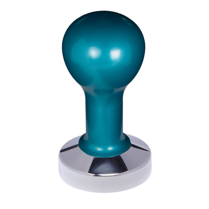 Buna café tamper, kov, modrý, 57 mm, nerez lesk, plochý Buna café tamper, kov, modrý, 57 mm, nerez lesk, plochý