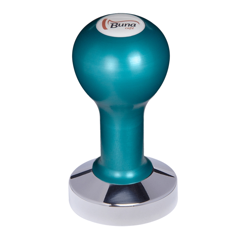Buna café tamper, kov, modrý, SP, 57 mm, nerez lesk, plochý Buna café tamper, kov, modrý, SP, 57 mm, nerez lesk, plochý