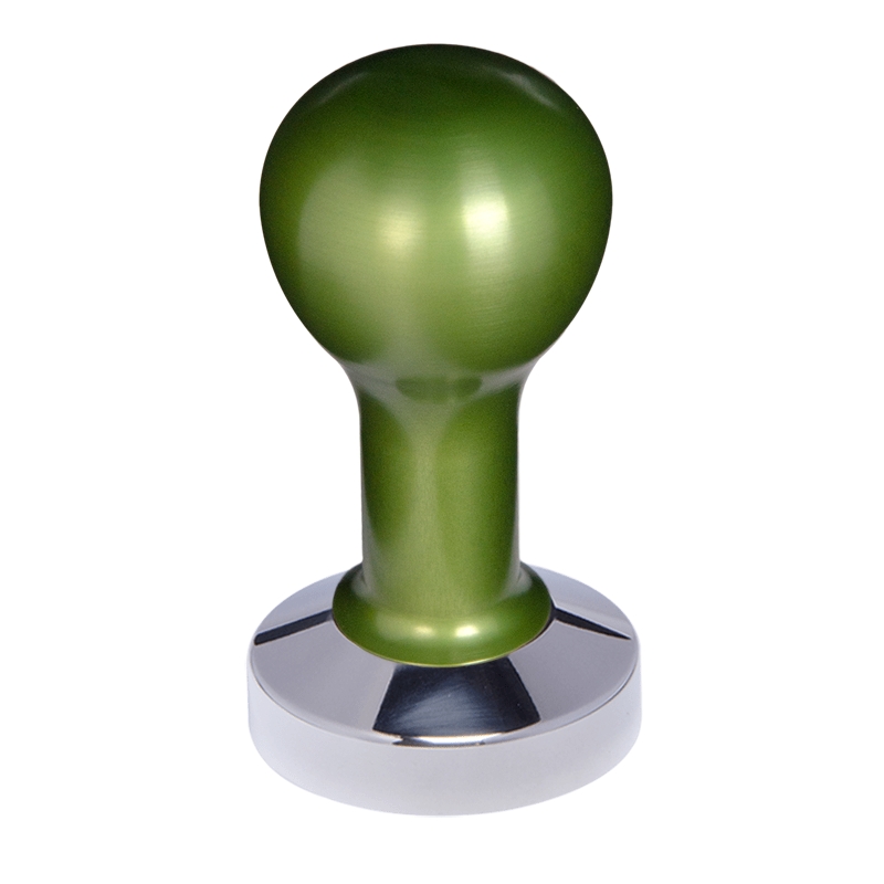 Buna café tamper, kov, zelený, 57 mm, nerez lesk, plochý Buna café tamper, kov, zelený, 57 mm, nerez lesk, plochý
