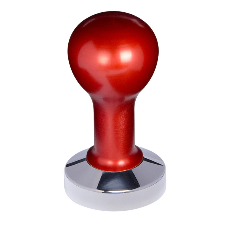 Buna café tamper, kov, červený, 57 mm, nerez lesk, plochý Buna café tamper, kov, červený, 57 mm, nerez lesk, plochý